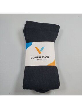 Viasox Easy Stretch Compression Socks Men Size M - L NWT Black Bamboo Blend